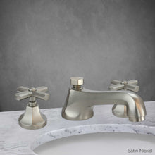 Load image into Gallery viewer, Merano Widespread Lavatory Faucet with Cross Handle in Satin Nickel