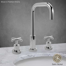 Load image into Gallery viewer, Milano Tall Widespread Lavatory Faucet with Cross Handle in Satin Nickel