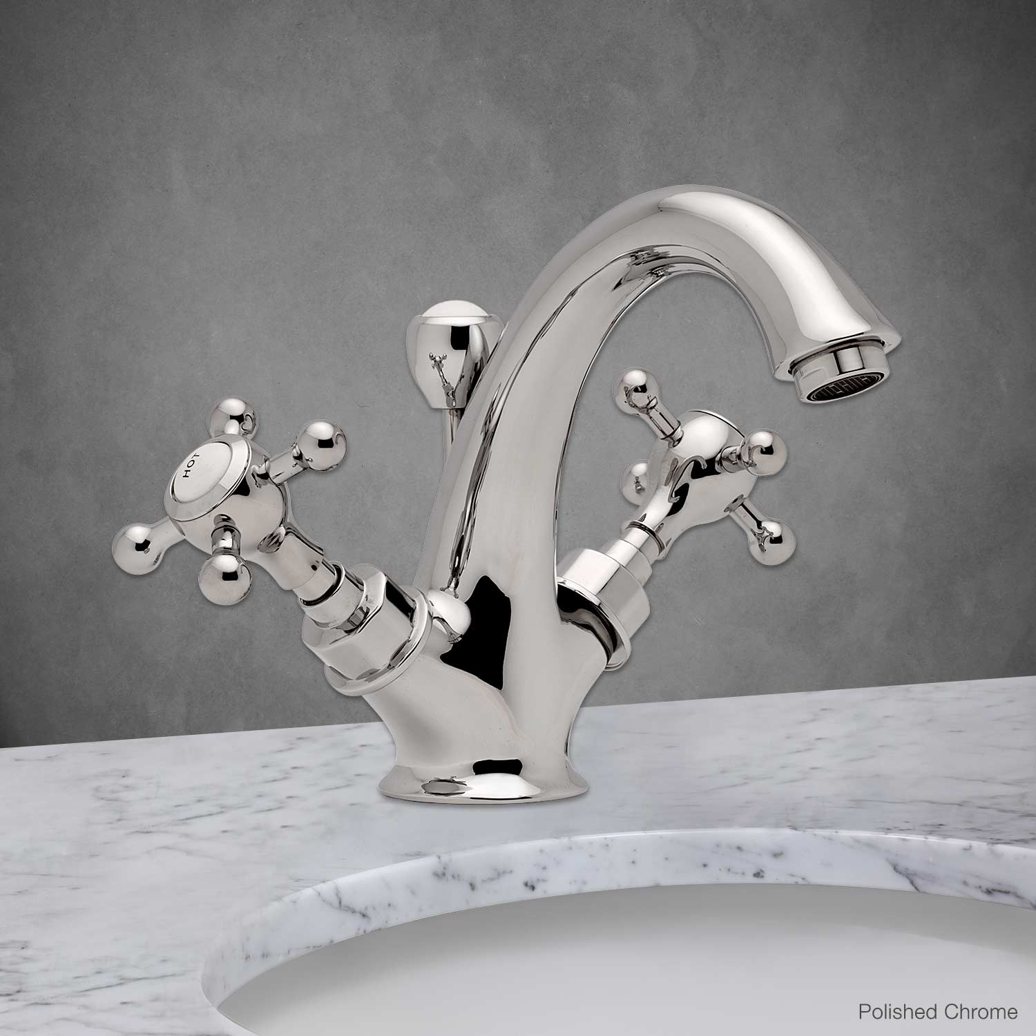 Brighton Single Hole Lavatory Faucet with Cross Handle in Polished Chrome