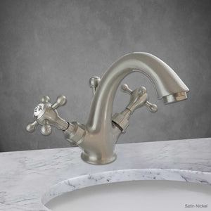 Brighton Single Hole Lavatory Faucet with Cross Handle in Satin Nickel