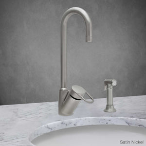 Gardo Single Hole Vegetable Sink Faucet with Sprayer in Satin Nickel