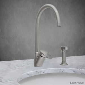 Gardo Single Hole Kitchen Faucet with Sprayer in Satin Nickel