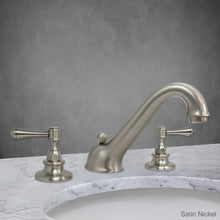 Load image into Gallery viewer, Kent Widespread Lavatory Faucet with Lever Handle in Satin Nickel
