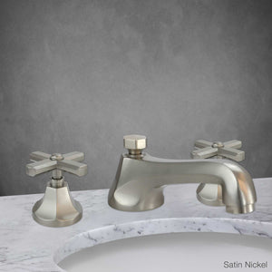 Merano Widespread Lavatory Faucet with Cross Handle in Satin Nickel