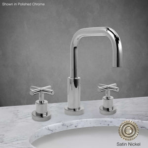 Milano Widespread Lavatory Faucet with Cross Handle in Satin Nickel