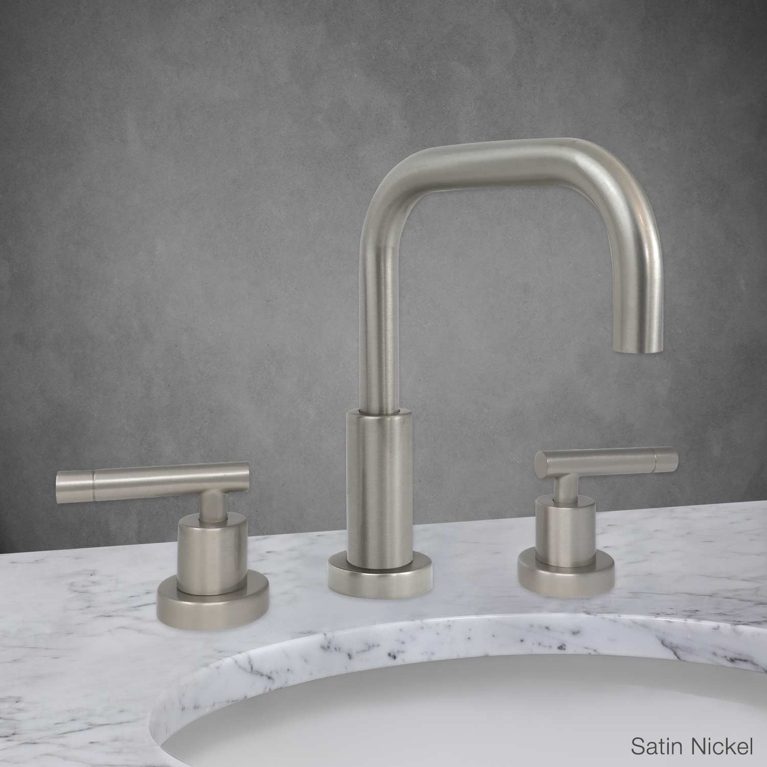 Milano Widespread Lavatory Faucet with Lever Handle in Satin Nickel