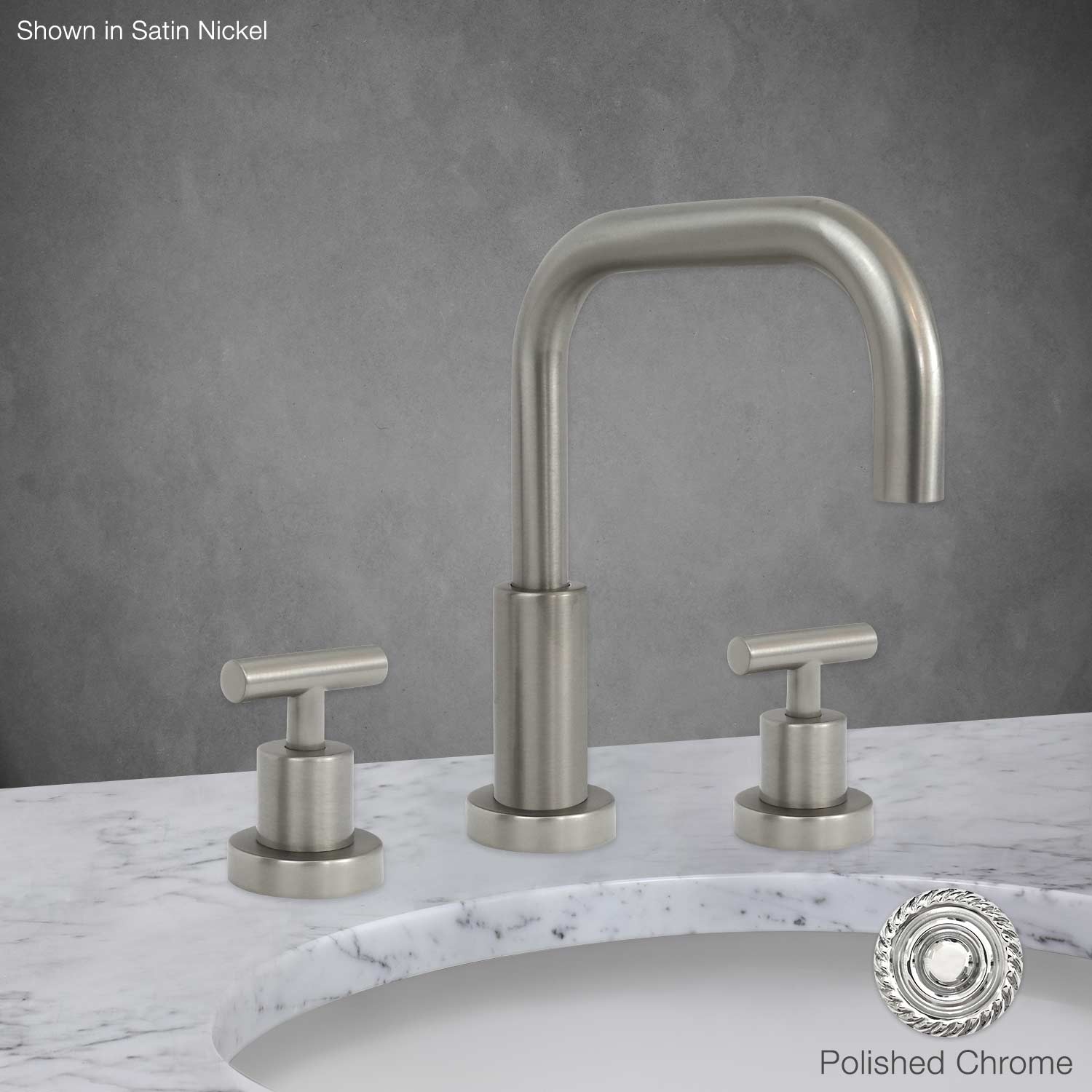 Milano Widespread Lavatory Faucet with T Handle in Polished Chrome