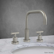 Load image into Gallery viewer, Milano Short Widespread Lavatory Faucet with T Handle in Satin Nickel
