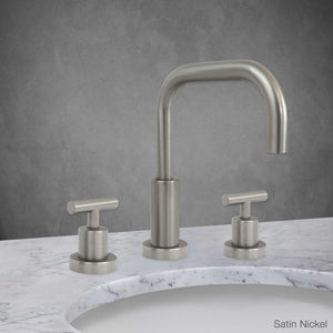 Milano Short Widespread Lavatory Faucet with T Handle in Satin Nickel