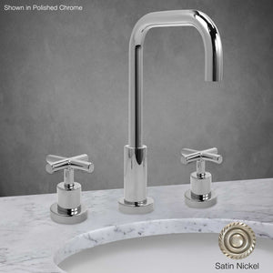 Milano Tall Widespread Lavatory Faucet with Cross Handle in Satin Nickel
