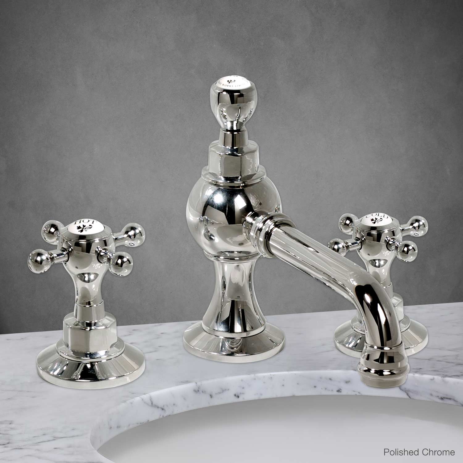 Pembroke Widespread Lavatory Faucet with Cross Handle in Polished Chrome