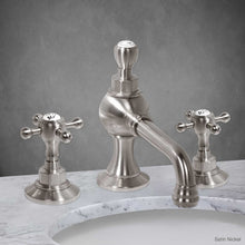 Load image into Gallery viewer, Pembroke Widespread Lavatory Faucet with Cross Handle in Satin Nickel
