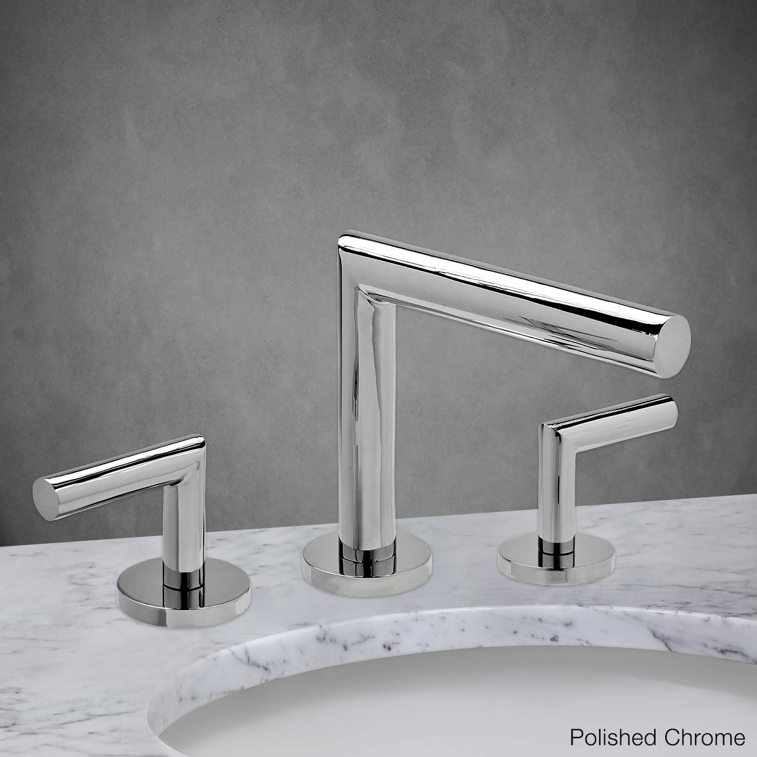 Slim Widespread Lavatory Faucet with Angled Handle in Polished Chrome