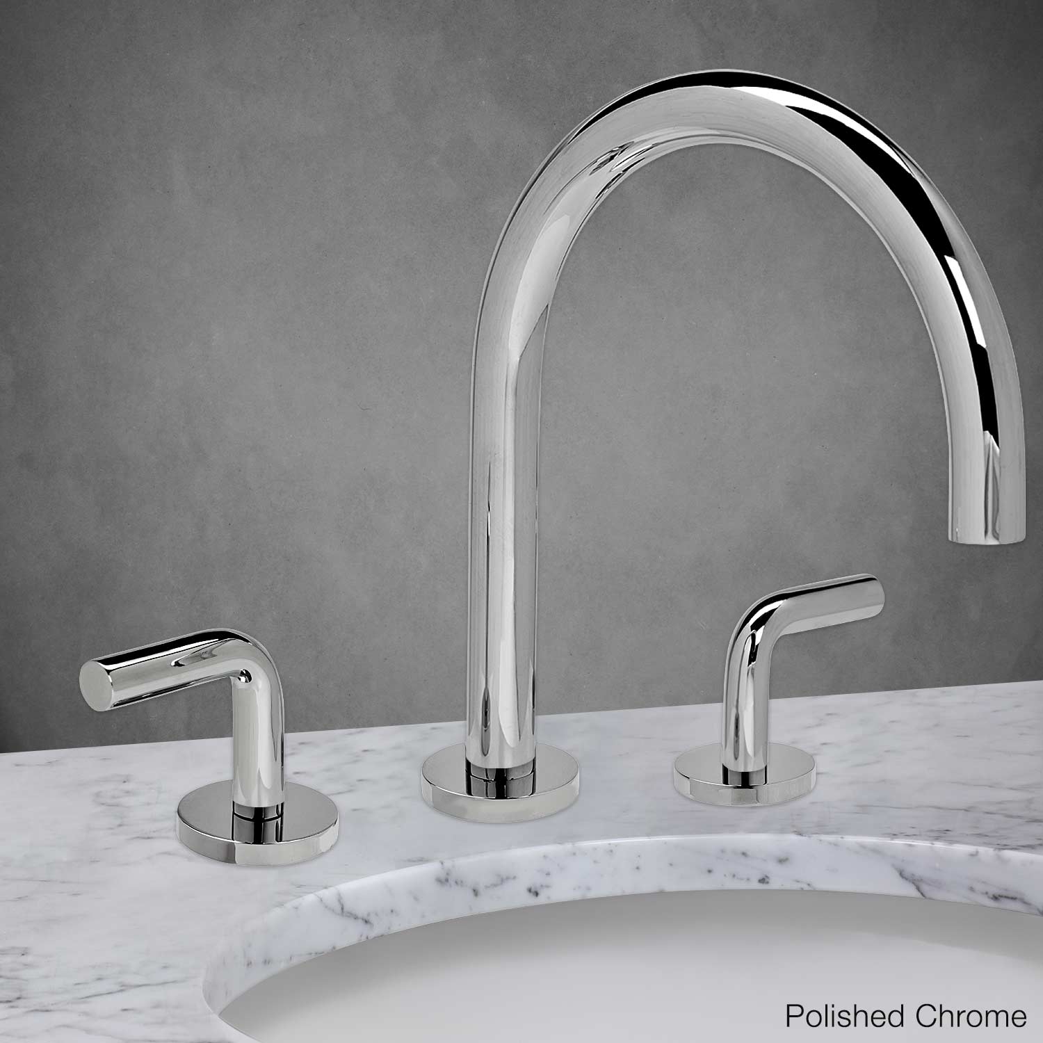 Slim Widespread Lavatory Faucet with Curved Handle in Polished Chrome